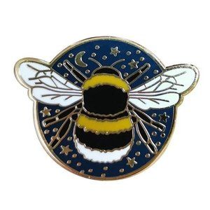 Starry Night Bee enamel pin bumblebee moon stars